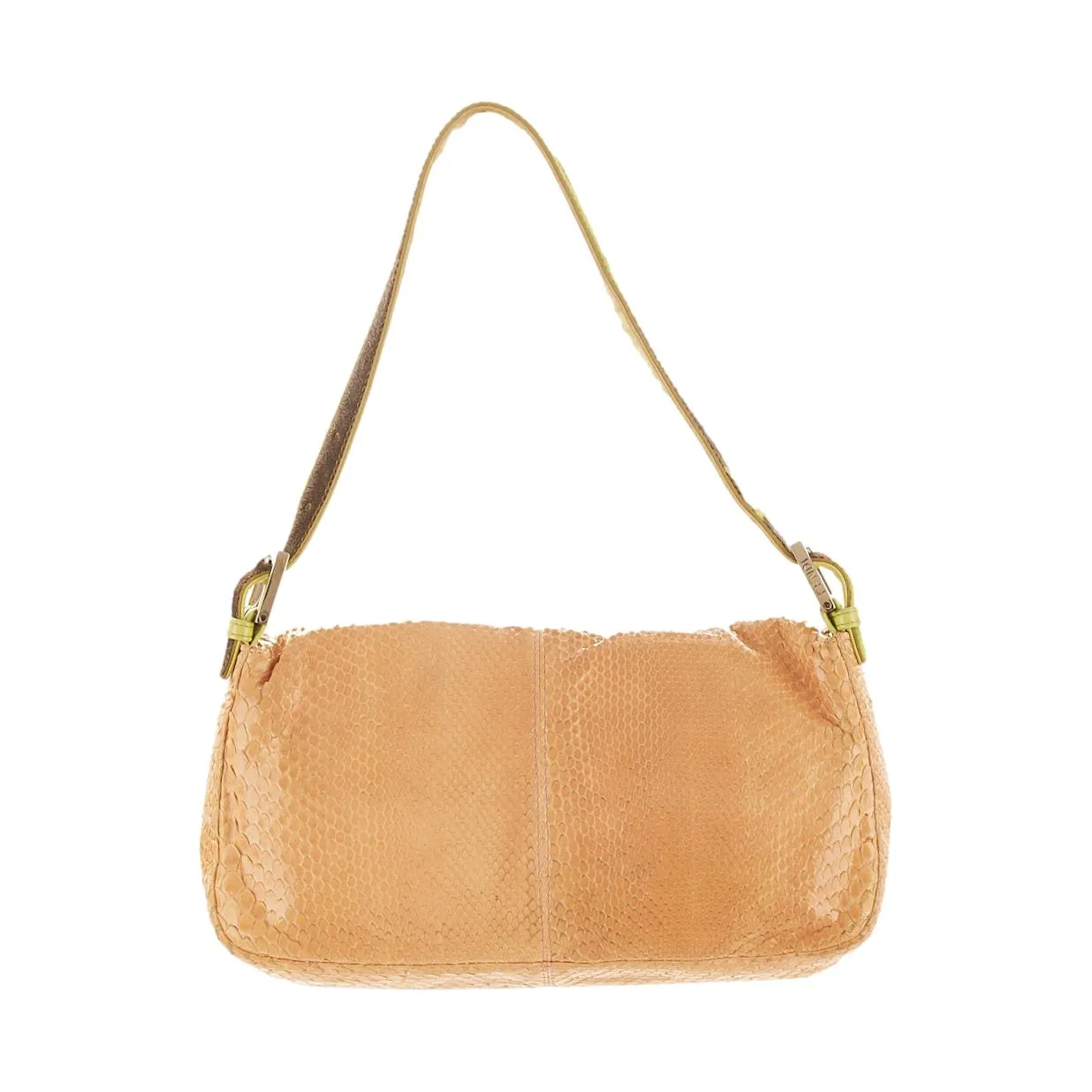 Fendi Peach Snakeskin Baguette