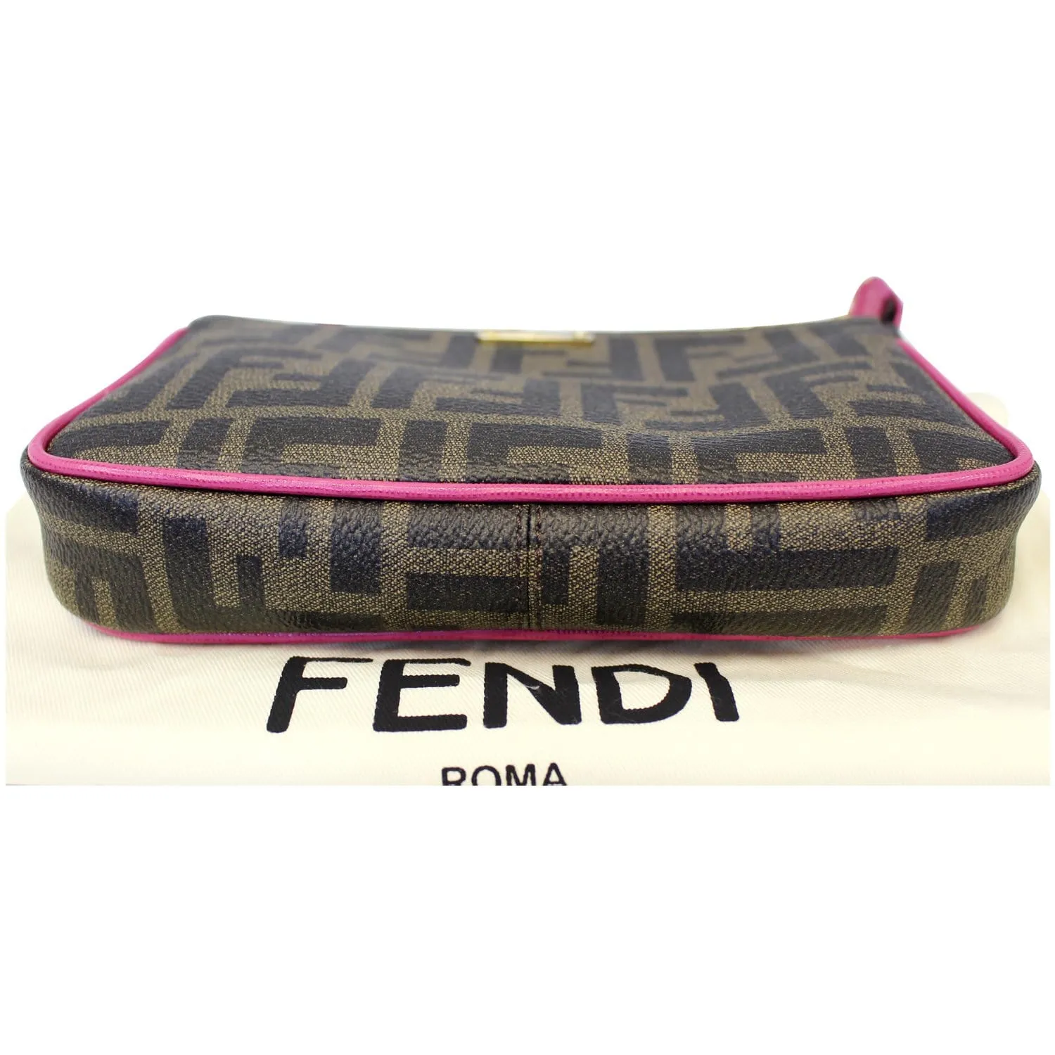 FENDI Spalmati Zucca Pochette Pouch Fuchsia