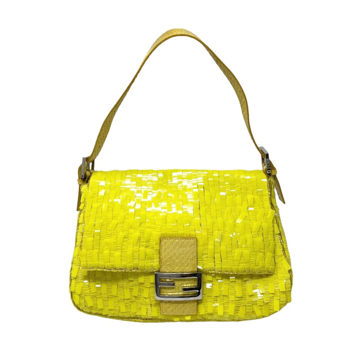 Fendi Yellow Sequin Baguette Bag