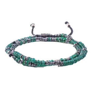 Fine Silver & Natural Glass 2-Layer Stalked Bracelet