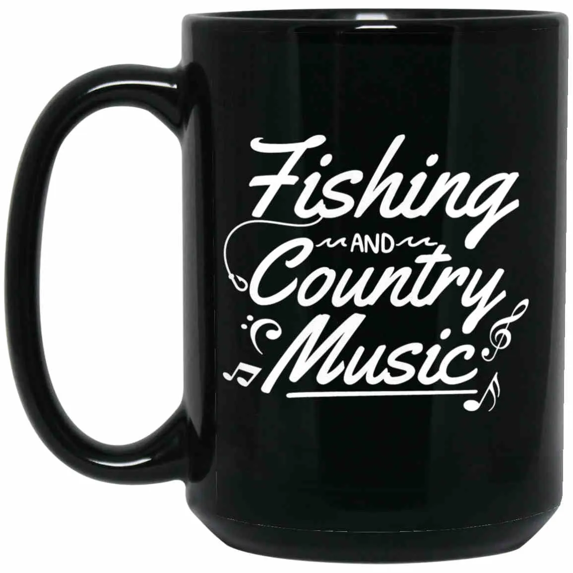 Fishing and Country Music Black Mugs w