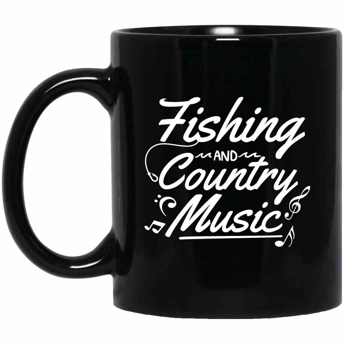 Fishing and Country Music Black Mugs w