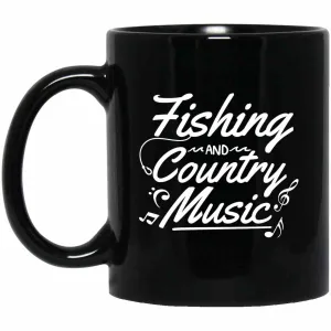 Fishing and Country Music Black Mugs w