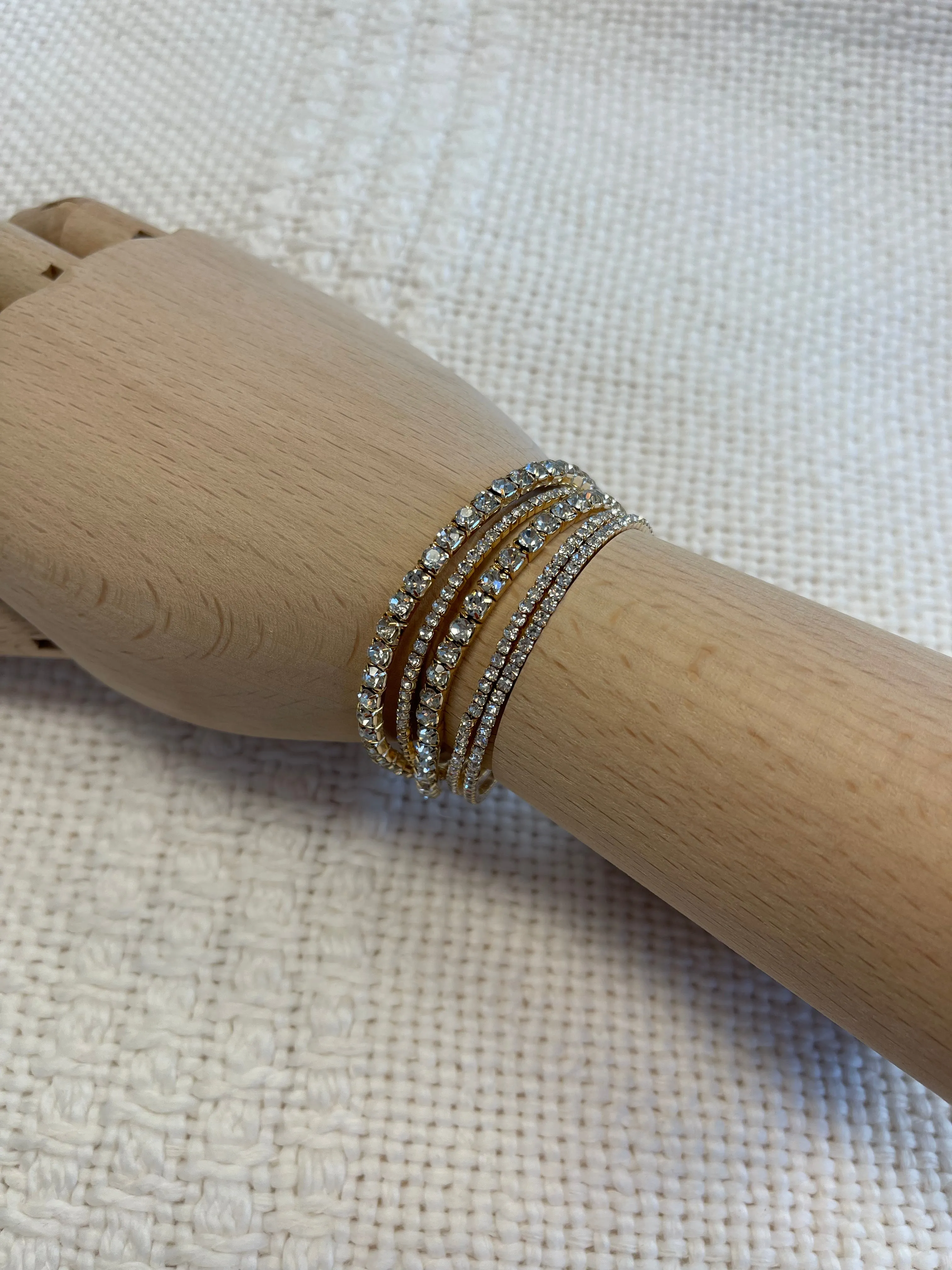 Five Row Rhinestone Bracelet Set