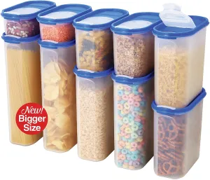 Food Storage Containers Set -STACKO- 20 PC. SET - Airtight Dry Food storage Container with LIDS - Durable Clear Frosted Plastic BPA Free - Space Saver Modular Design - 10 Container set