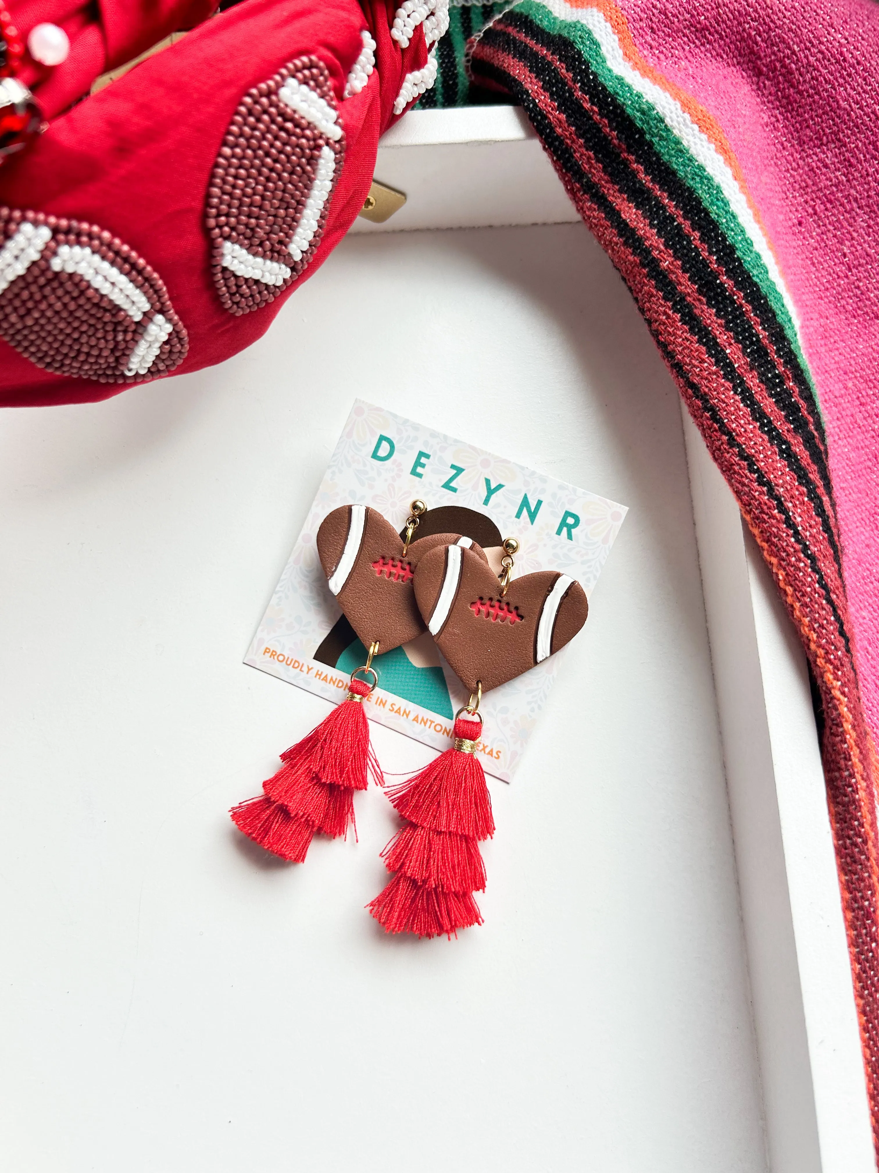 Football Heart with Tassels