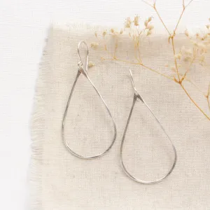 Forged Silver Teardrop Hoop Earrings