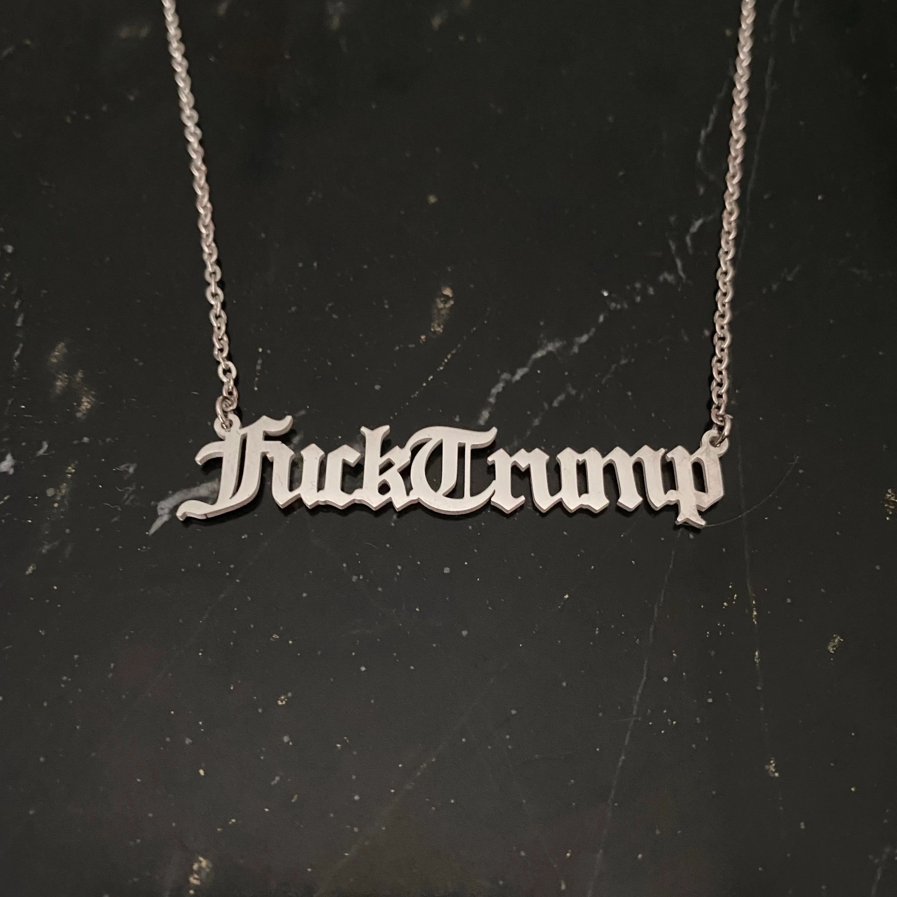 Fuck Trump Statement Necklace - Silver