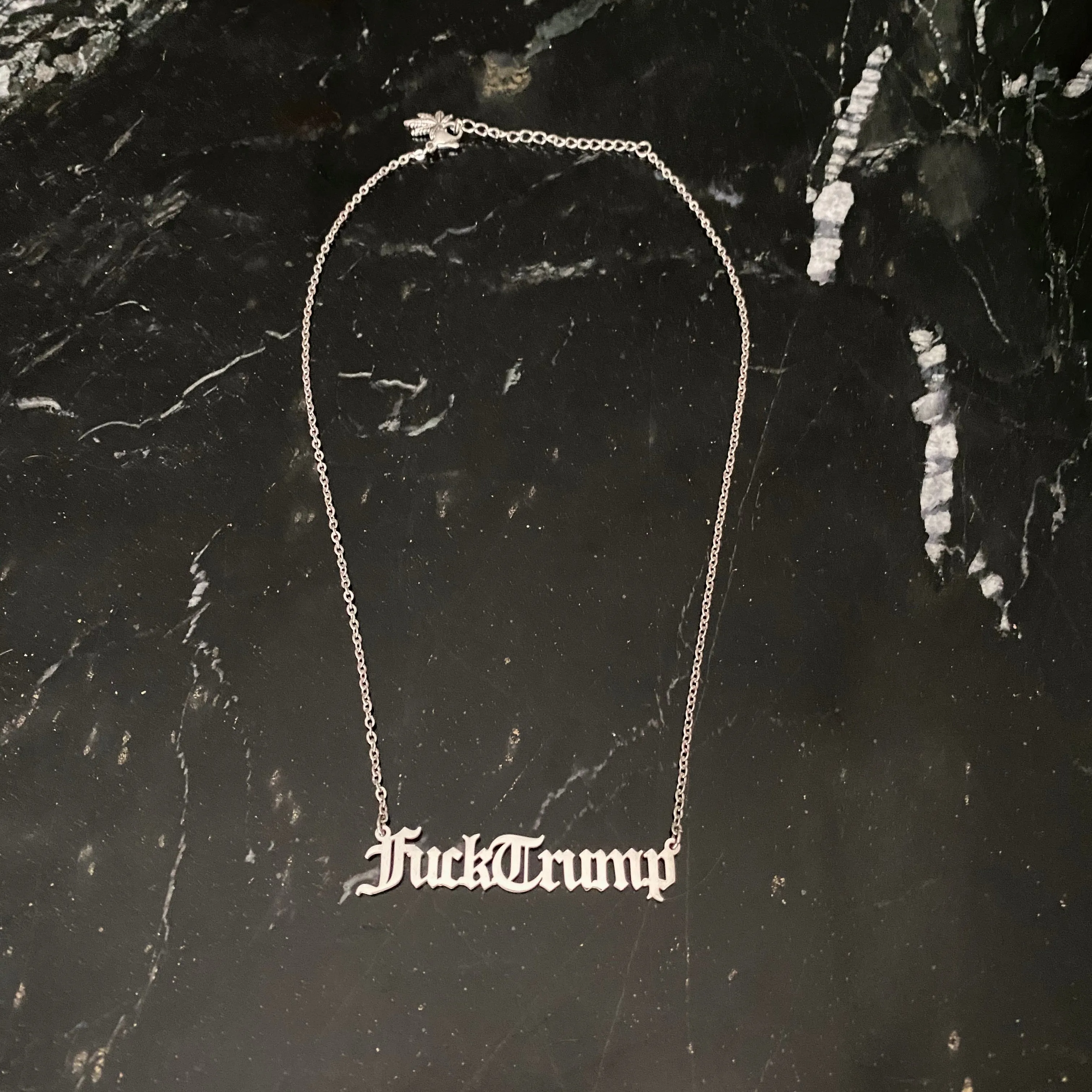 Fuck Trump Statement Necklace - Silver