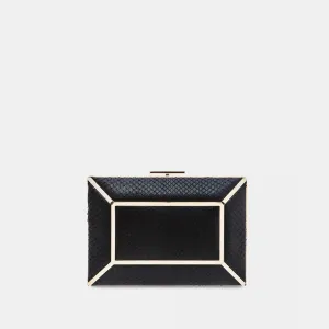 Gaia matte black sparkle python minaudière