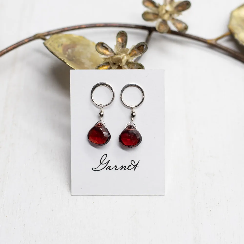 Garnet Luna Silver Earrings