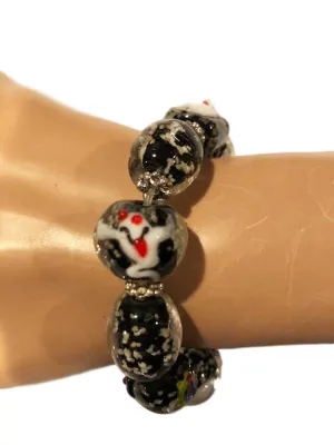 Ghost Venetian Glass Beaded Bracelet