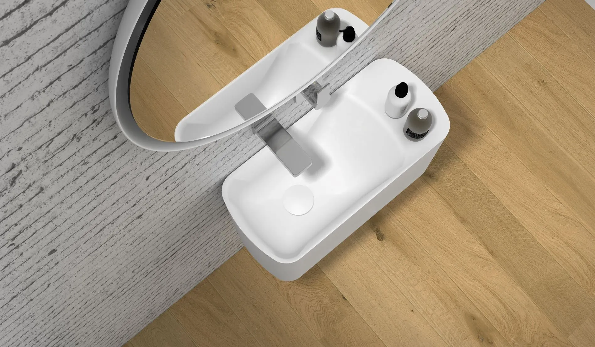 Gia Powder room wall hung stone basin - G38714-1