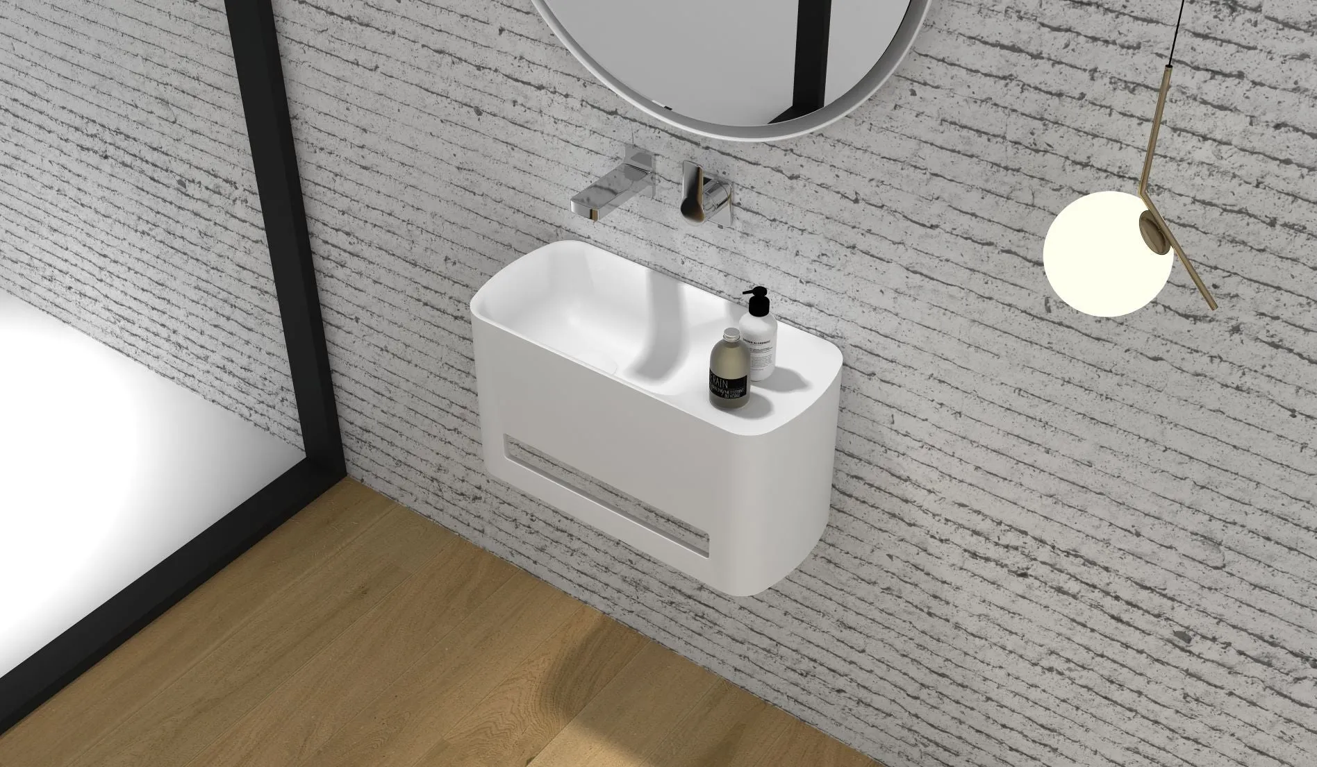 Gia Powder room wall hung stone basin - G38714-1