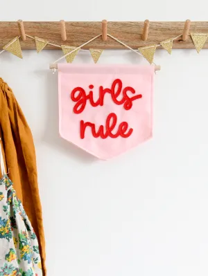 Girls Rule Mini Felt Banner