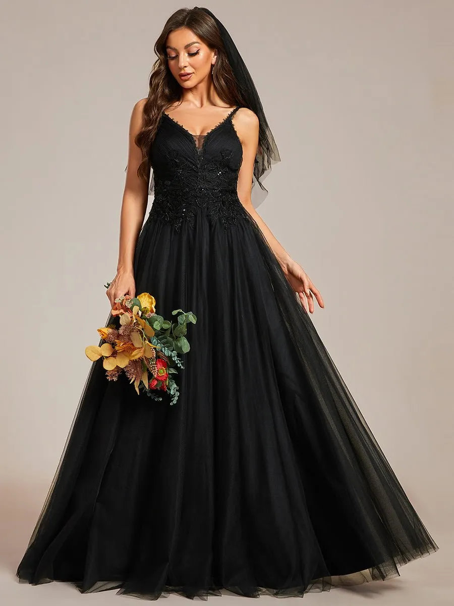Gloria black tulle wedding or ball gown with beading