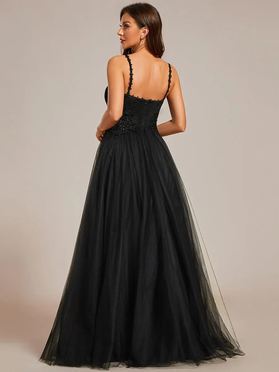 Gloria black tulle wedding or ball gown with beading