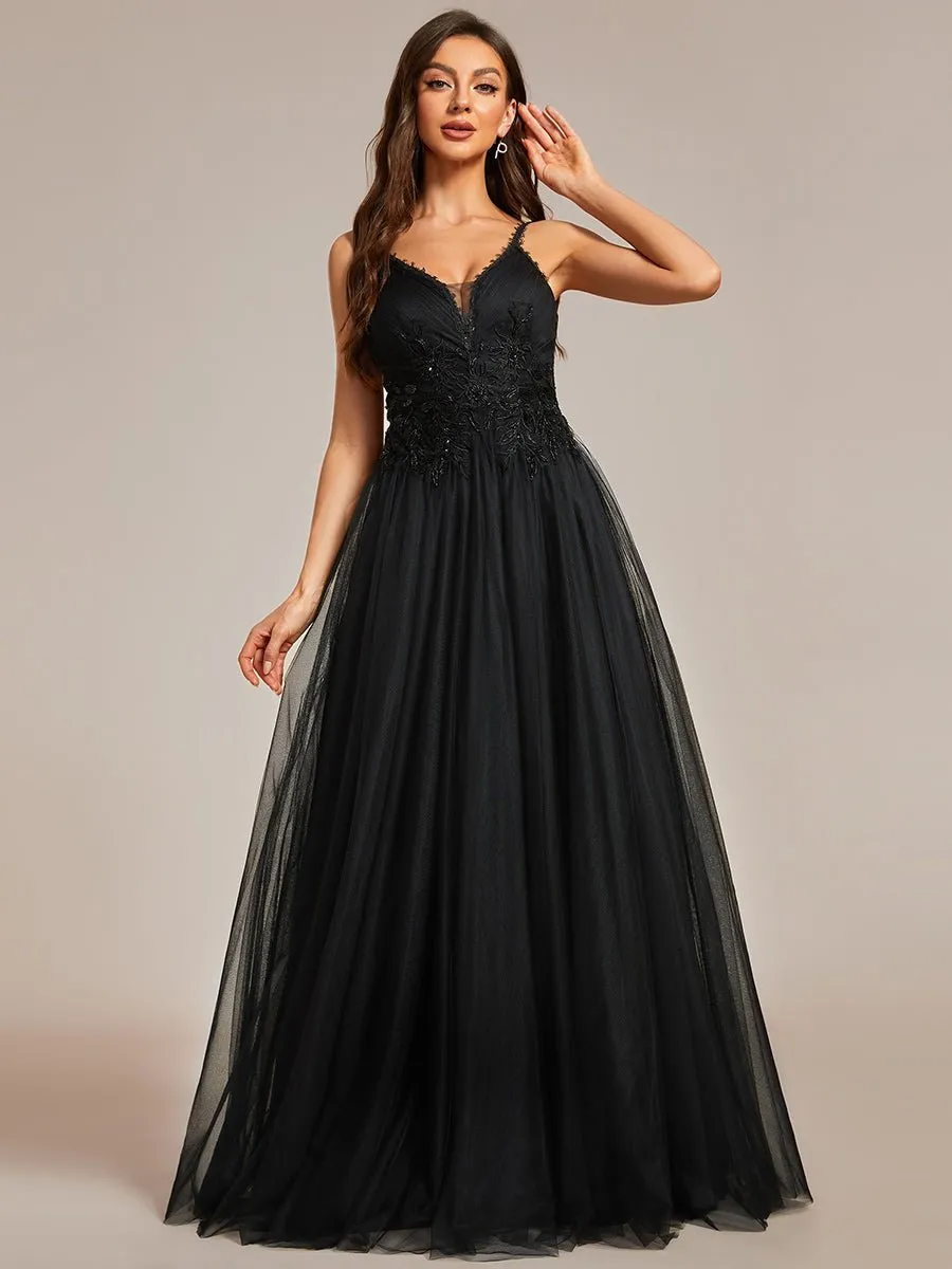 Gloria black tulle wedding or ball gown with beading