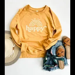 Go Get Your Happy French Terry Raglan Crew Neck