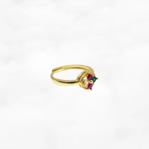 Gold Gemstone Flower Ring