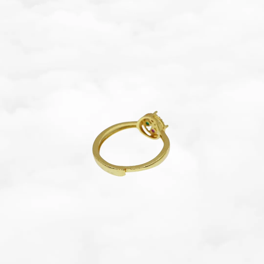 Gold Gemstone Flower Ring