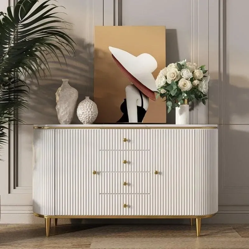 Gold Trim Pleated Cabinet