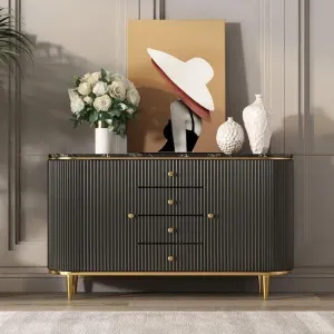 Gold Trim Pleated Cabinet