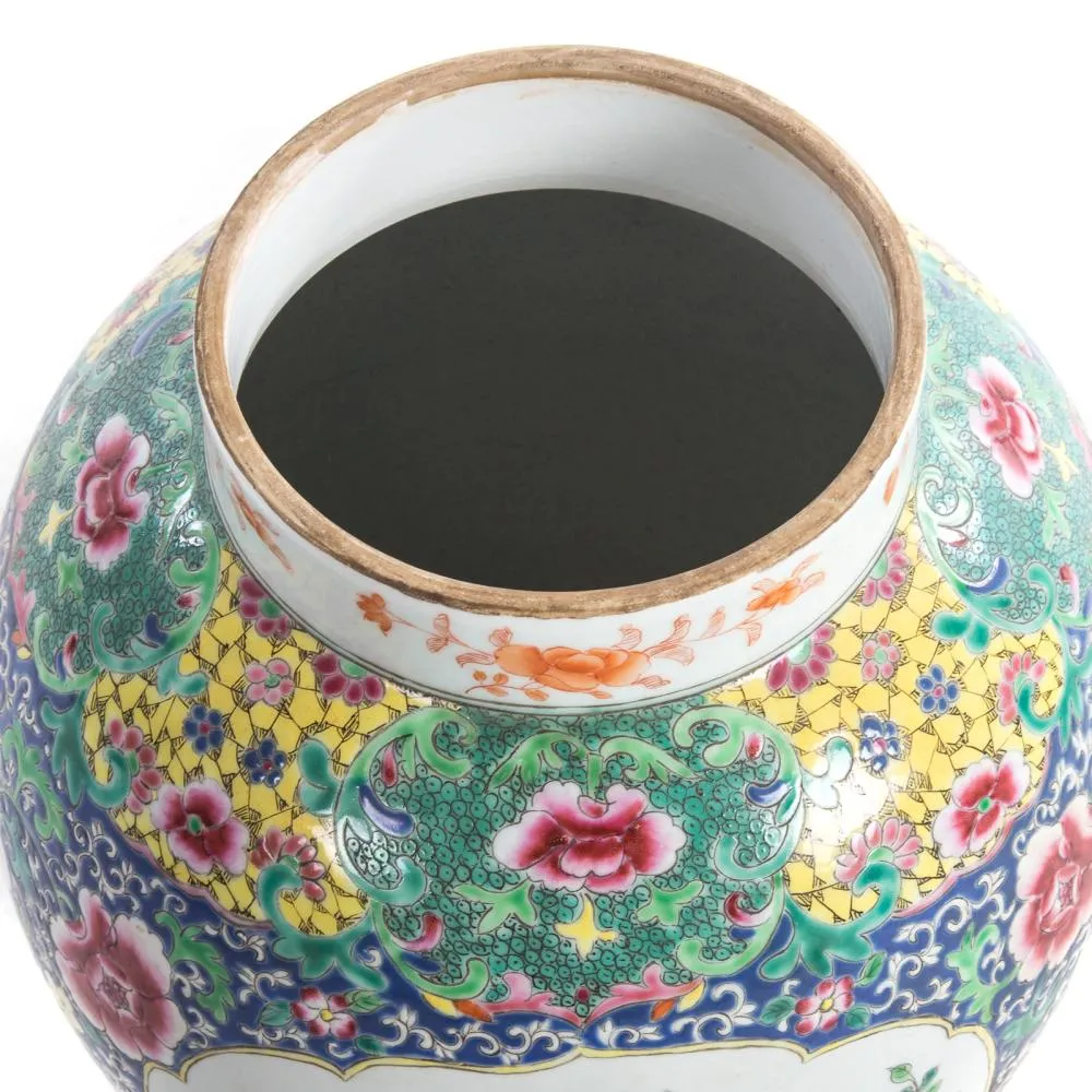 Gorgeous Hand Decorated Large Scale Jar with Lid