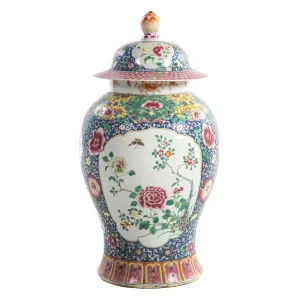 Gorgeous Hand Decorated Large Scale Jar with Lid