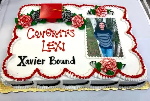 Graduation Edible Image with Floral Sheet Cake