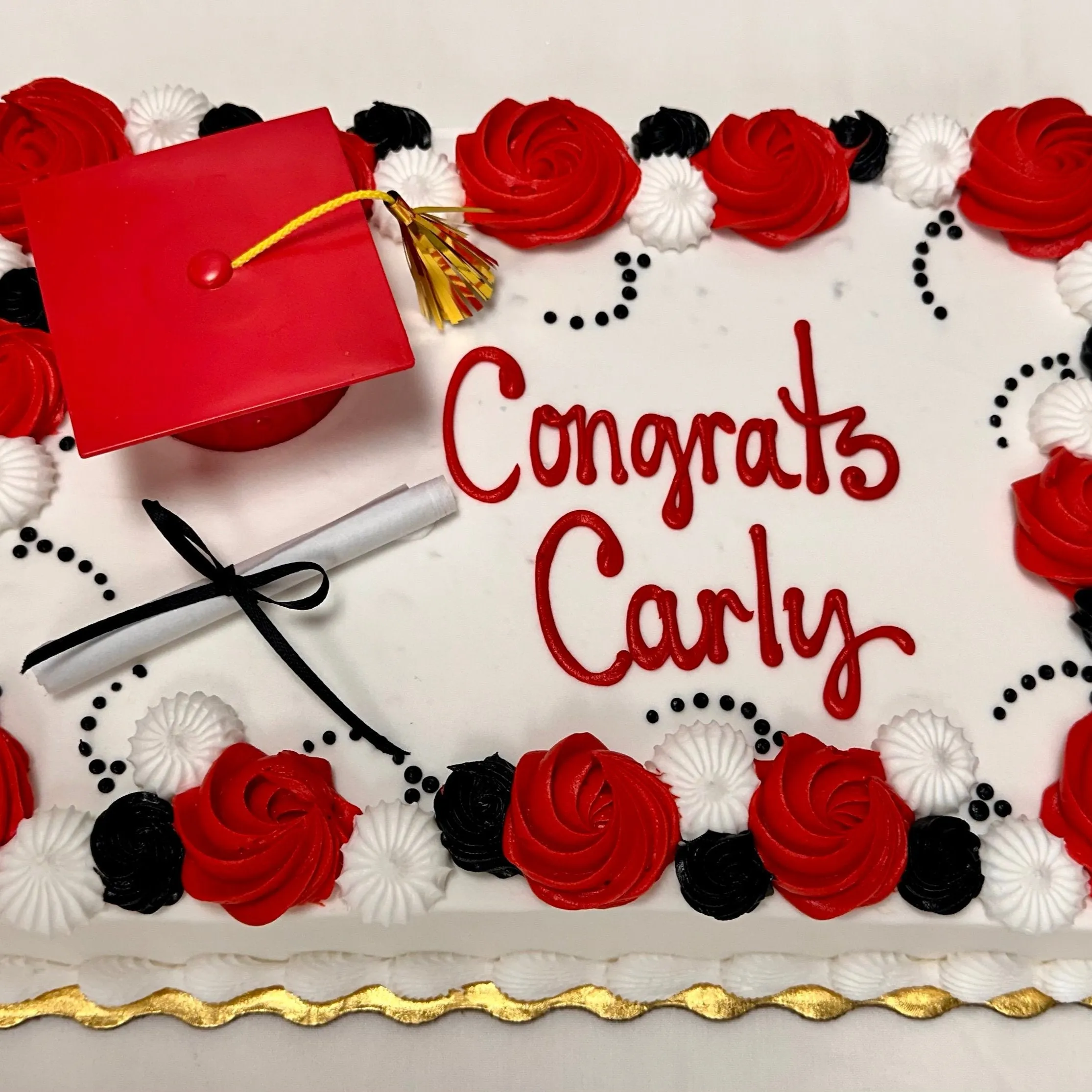 Graduation Rosette Border Sheet Cake