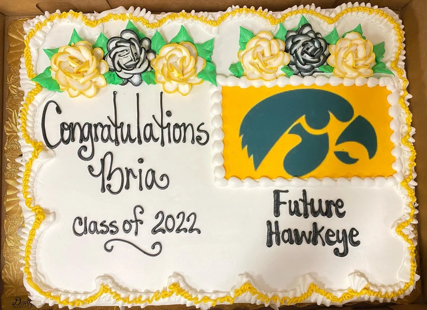 Graduation School Logo with Floral Sheet Cake