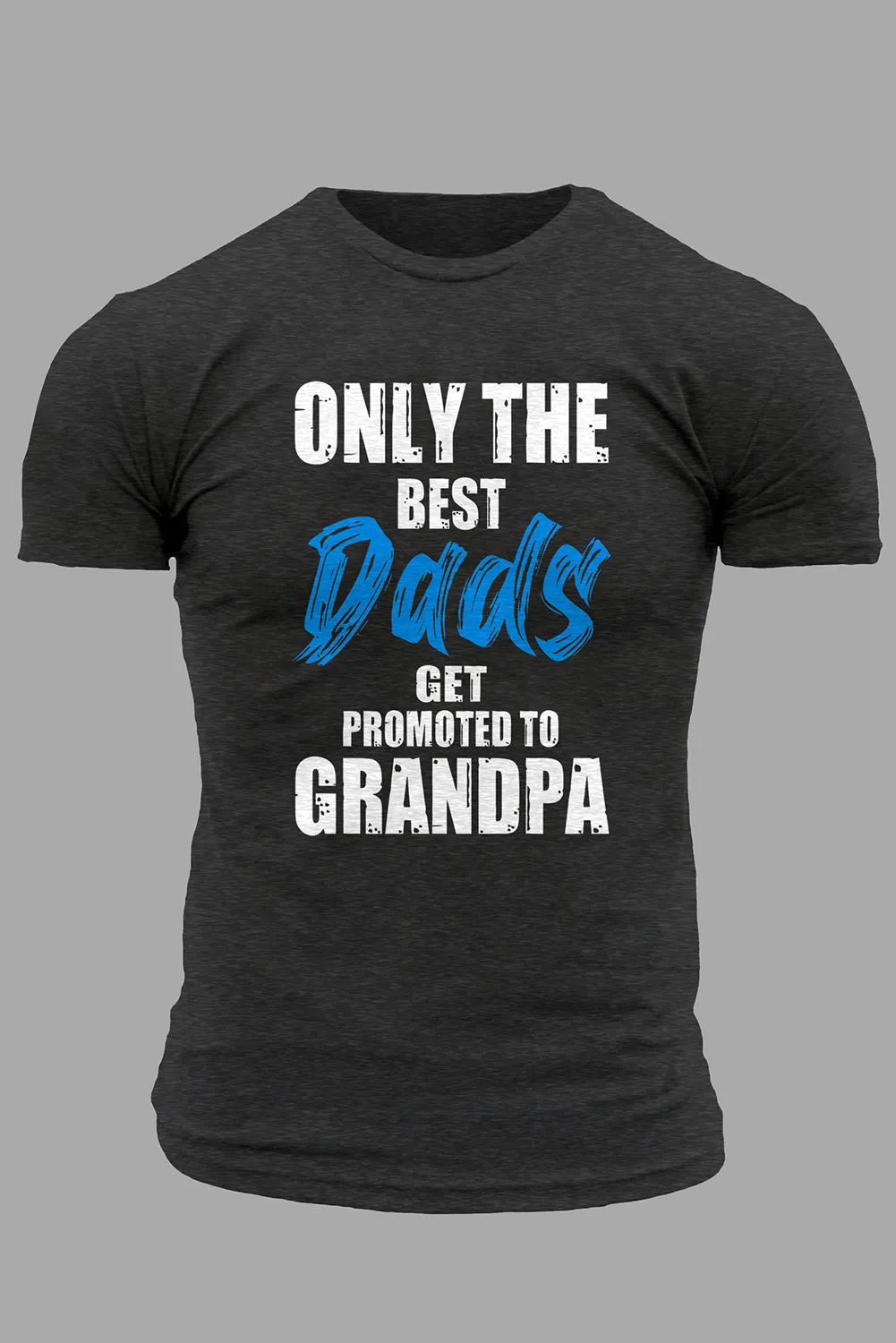 Gray Best Dad Promoted To Grandpa Mens Graphic Tee