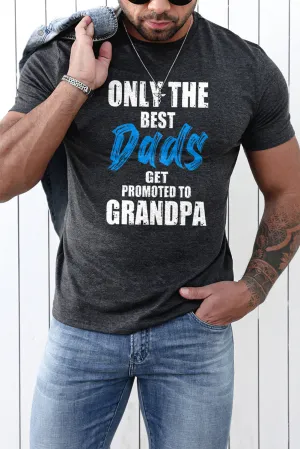Gray Best Dad Promoted To Grandpa Mens Graphic Tee