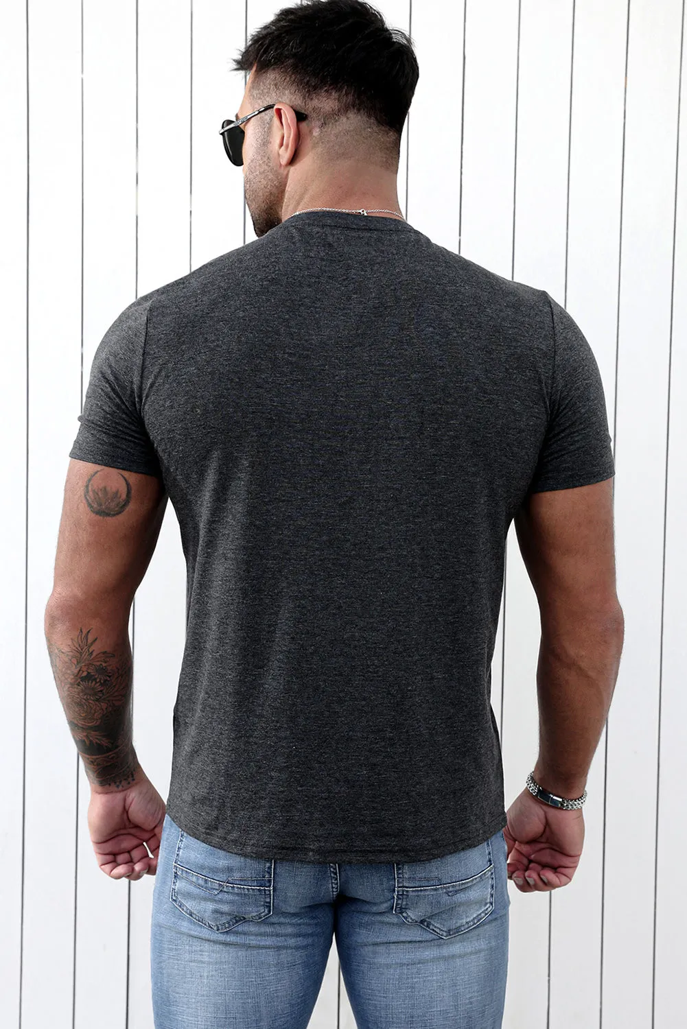 Gray Best Dad Promoted To Grandpa Mens Graphic Tee