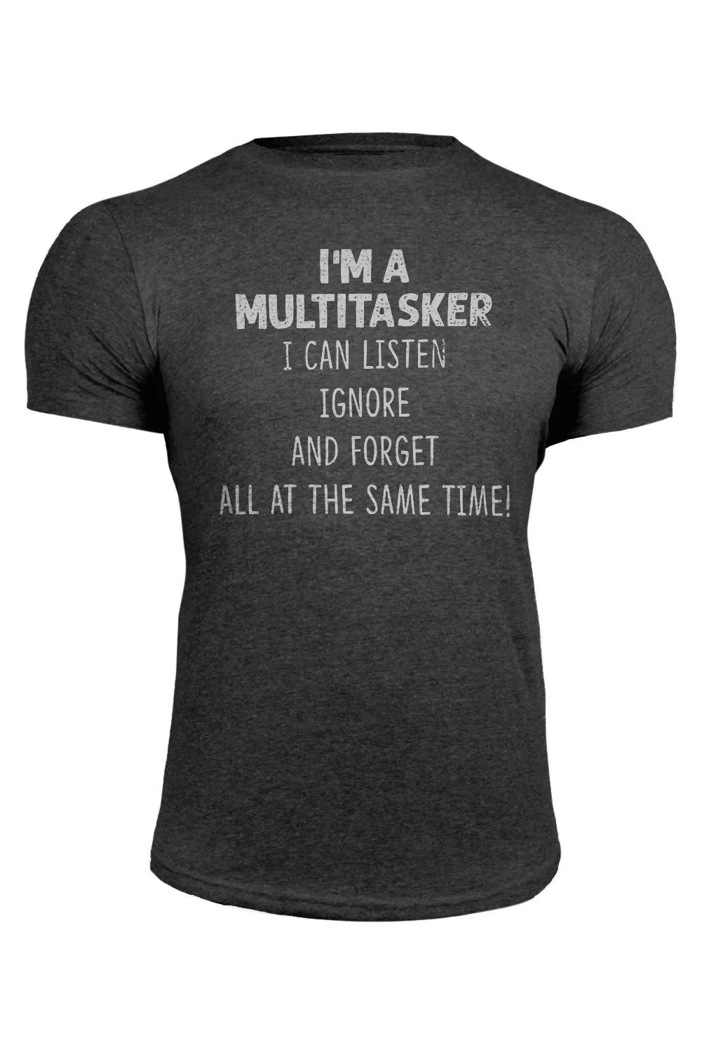 Gray I'M A MULTITASKER Letter Print Crewneck Men's T Shirt