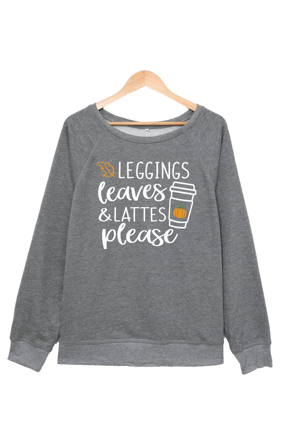 Gray LEGGINGS Leaves & LATTES Please Graphic Sweatshirt