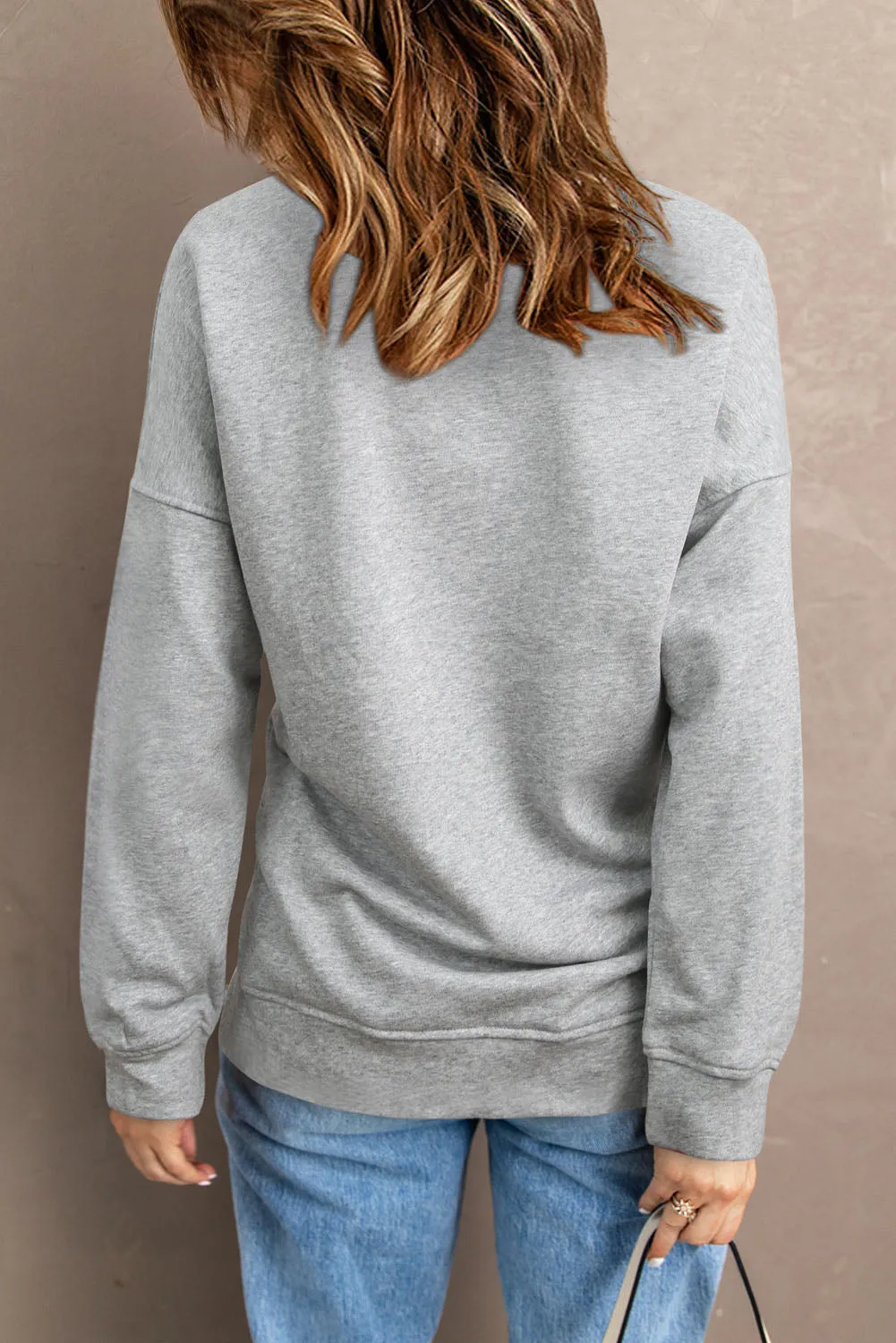 Gray LOVE Sunflower Leopard Letter Print Graphic Sweatshirt