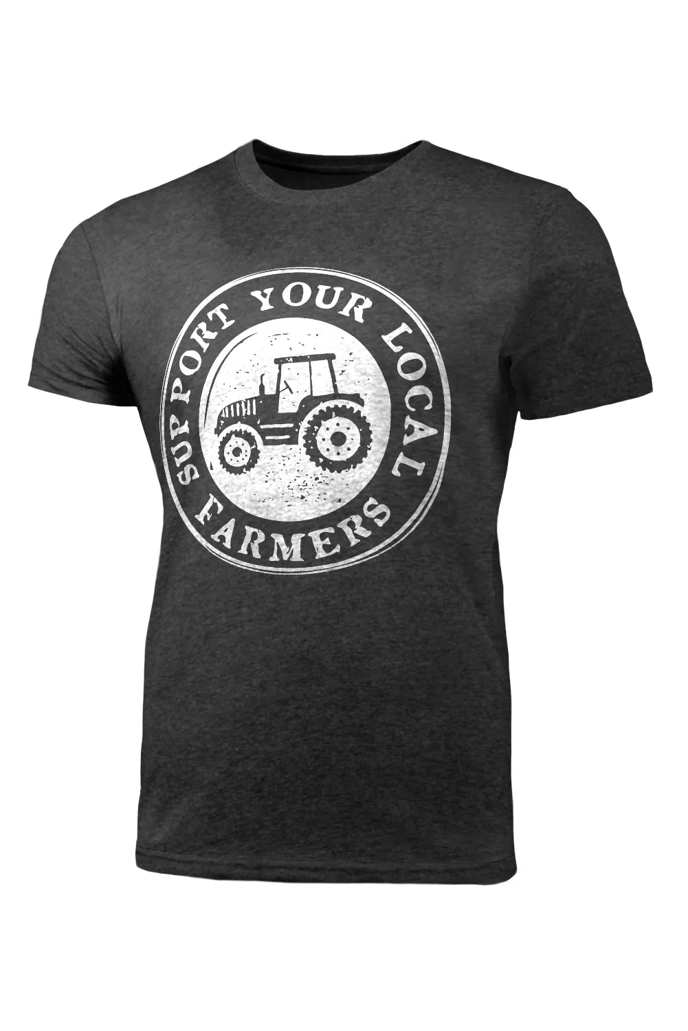 Gray Support Your Local Farmer Mens Graphic Tee