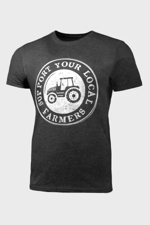 Gray Support Your Local Farmer Mens Graphic Tee