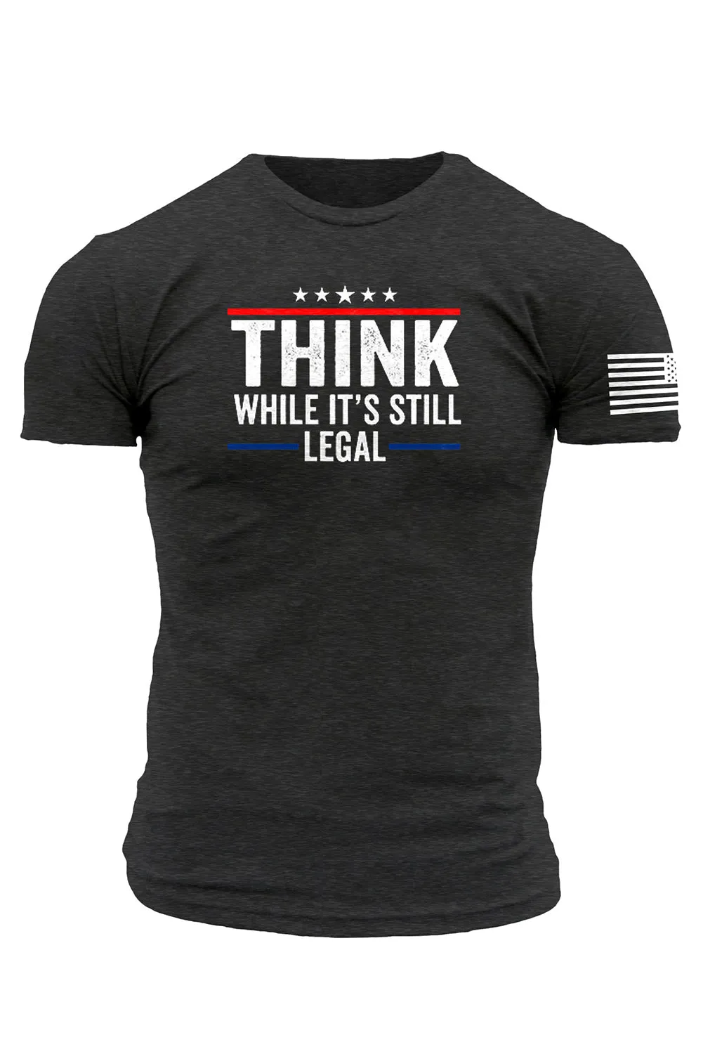 Gray Think While It's Still Legal Flag Short Sleeve Tee