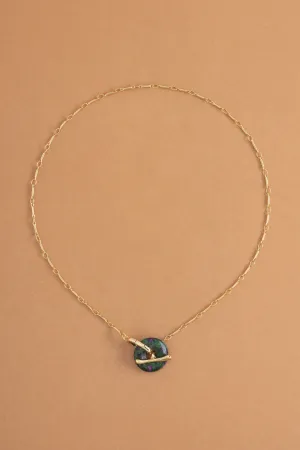 Green Disc Pendant Necklace