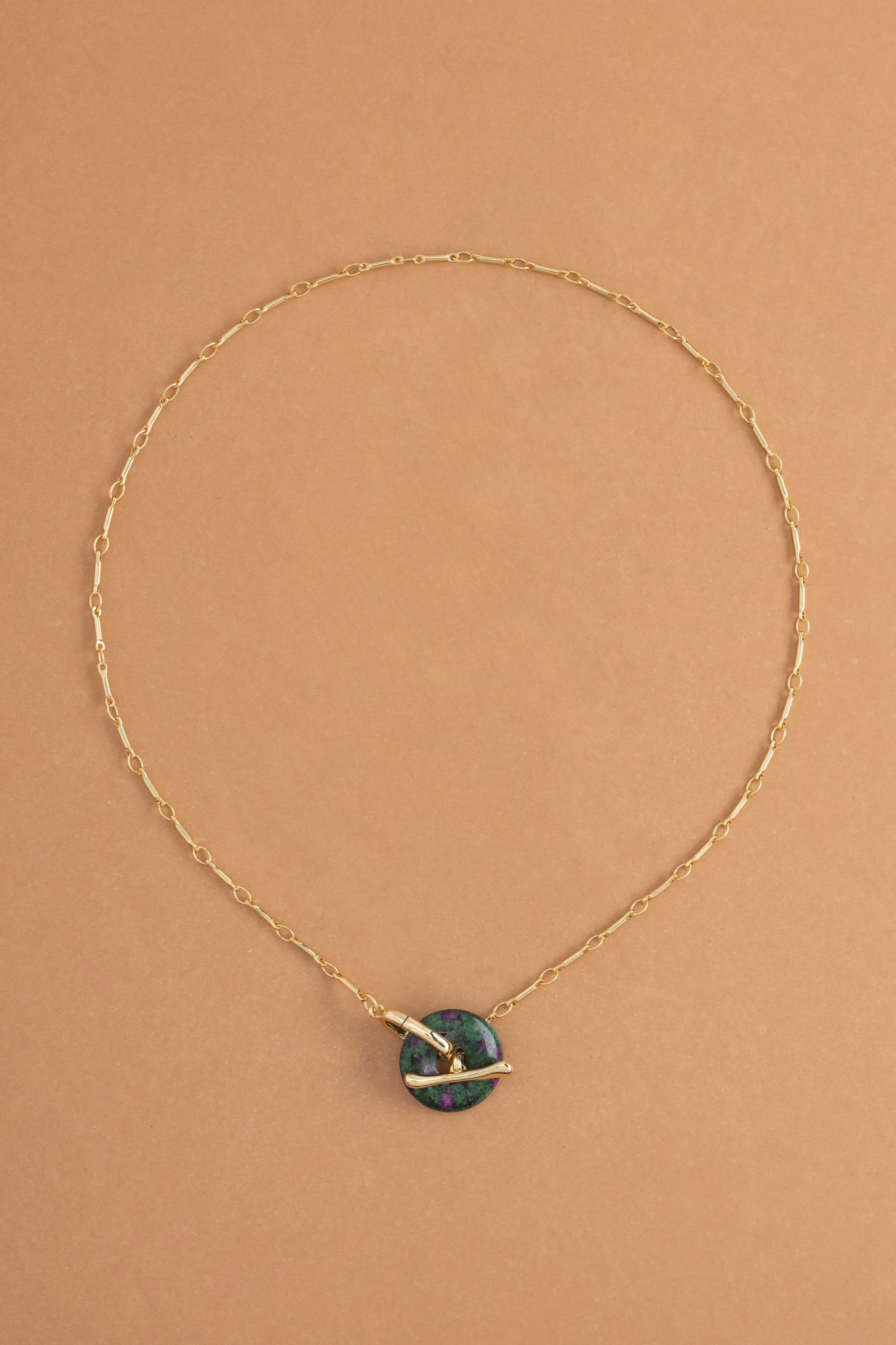 Green Disc Pendant Necklace