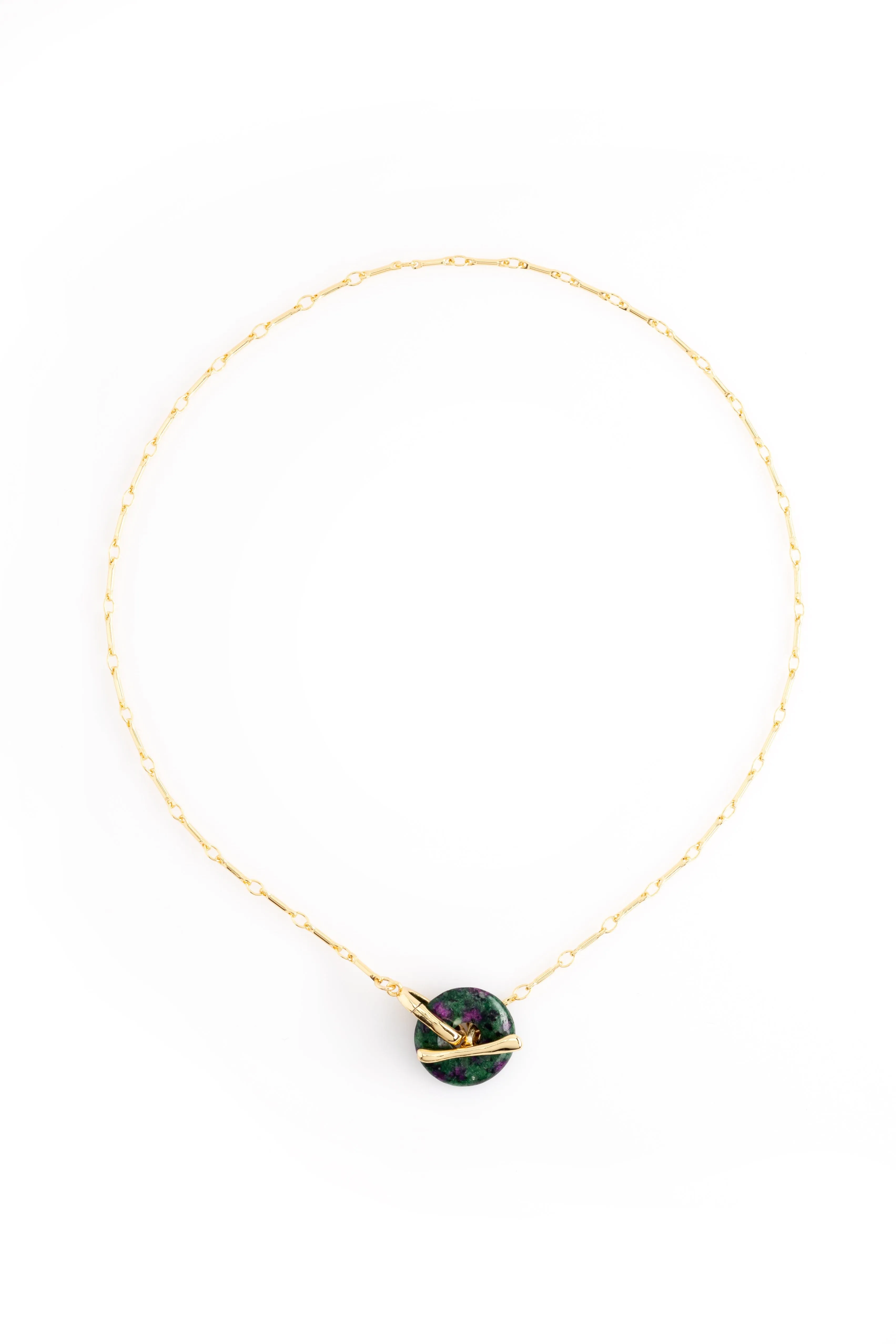 Green Disc Pendant Necklace