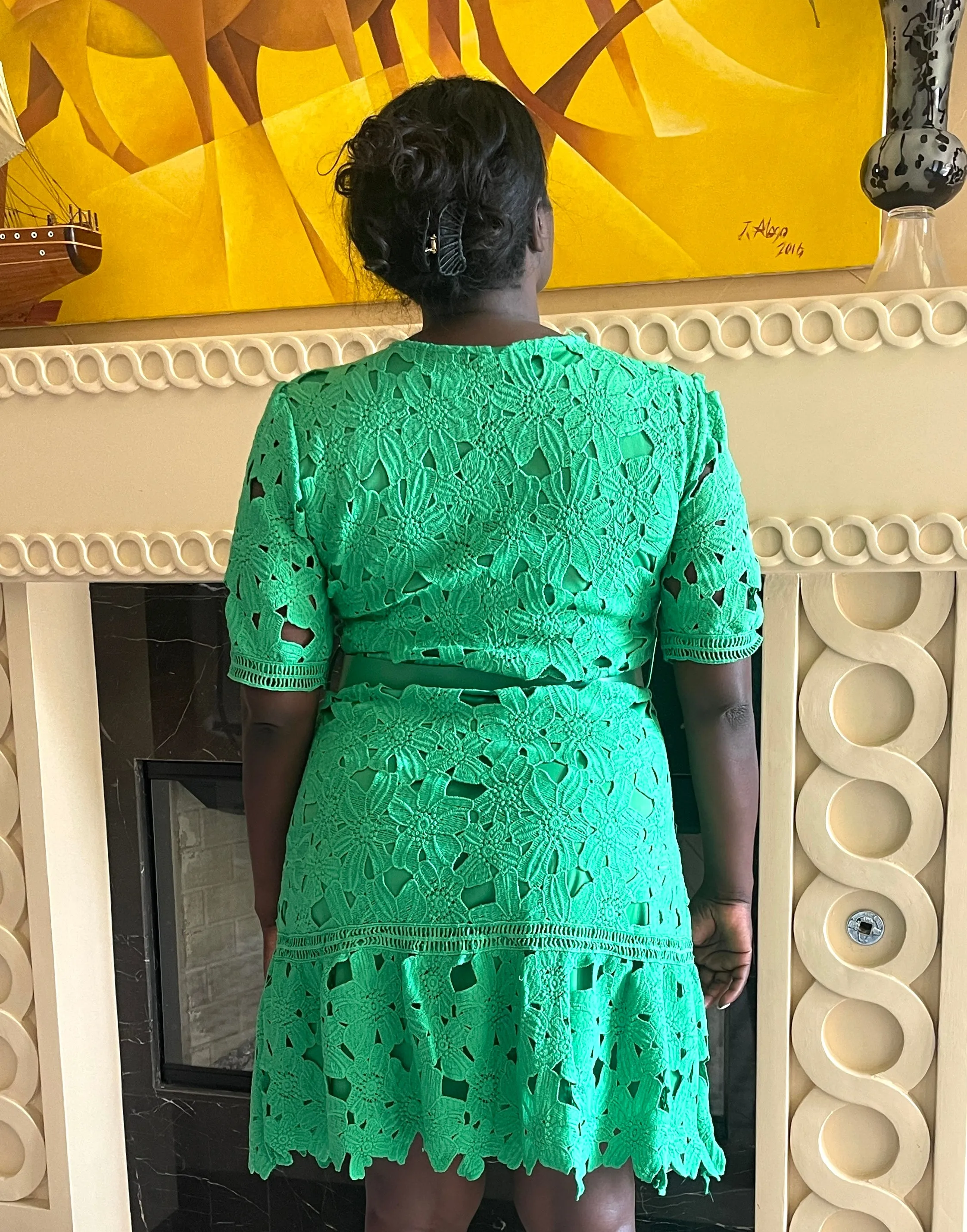 Green Lace Plus Size Mini Dess