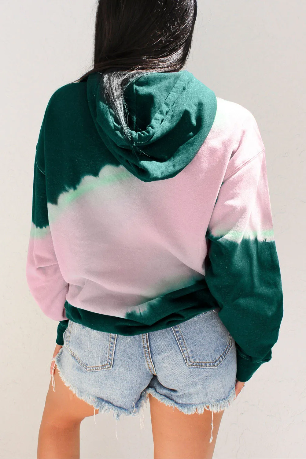 Green Plaid Clover Print Color Block Pocket Pullover Sweatshirt