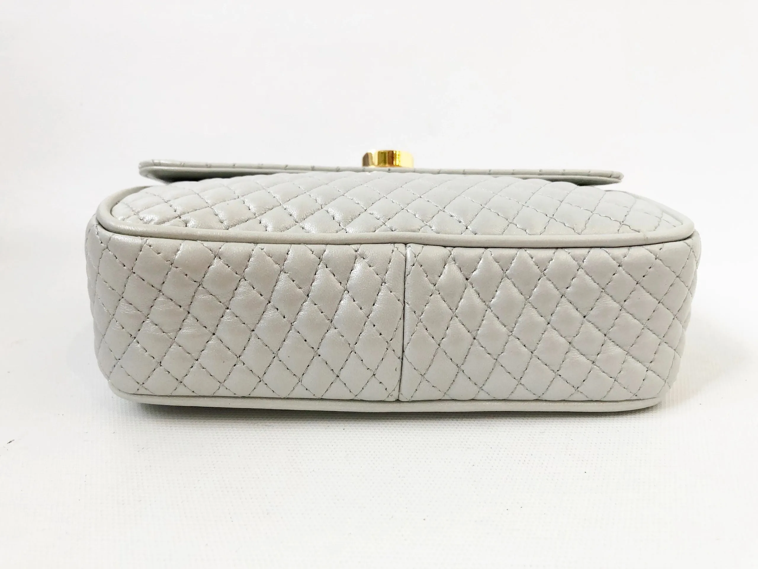 Grey Quilted Leather Shoulder Bag