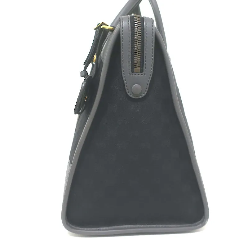 Gucci Bauletto Duffle Bag Black GG Monogram Canvas Extra Large Crossbody