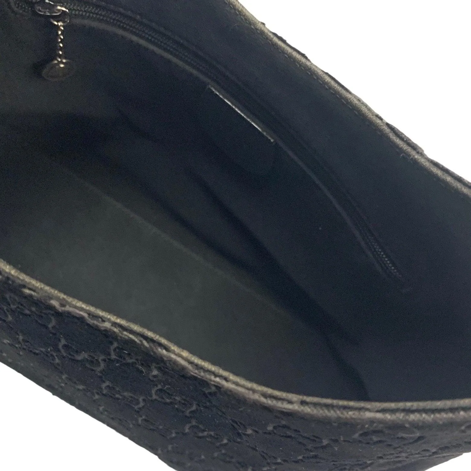 Gucci Black Velvet Logo Metal Handle Bag