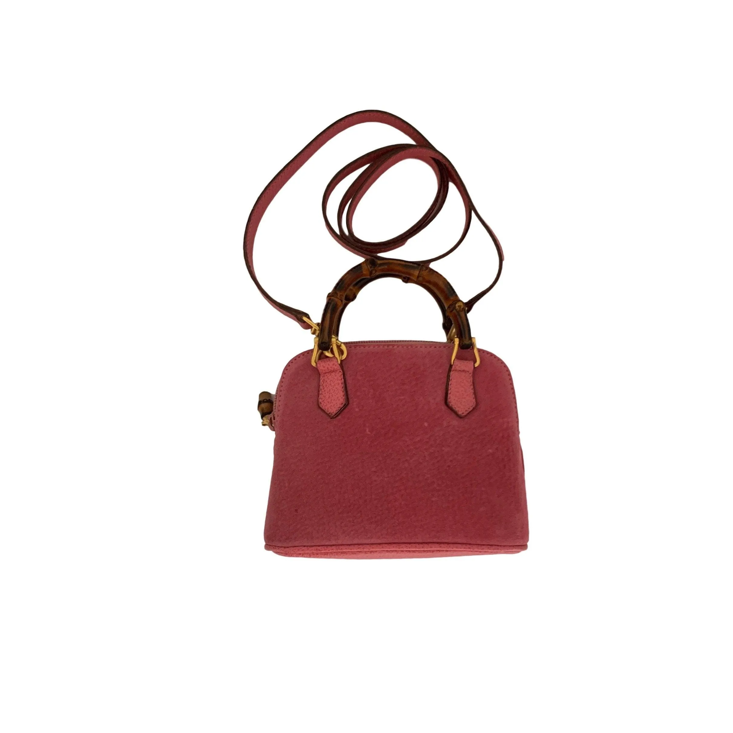 Gucci Pink Suede Bamboo Mini Two Way Bag